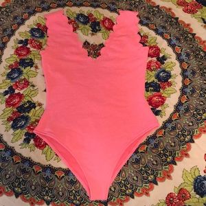 Pink one piece bathing suit 🌸